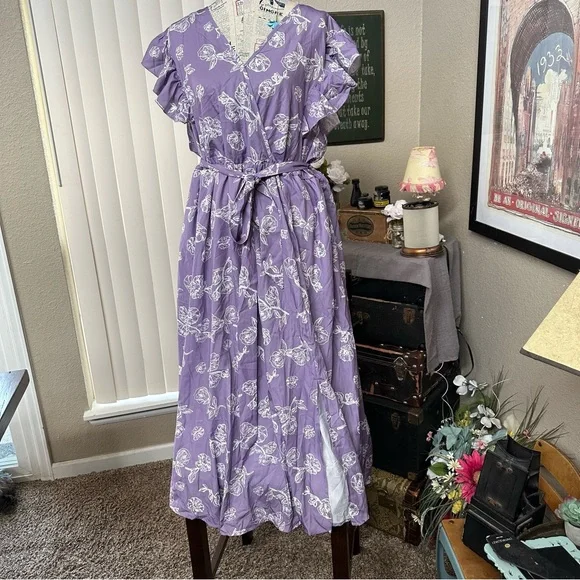 maxi dress long sleeve chiffon Chiffon Floral Flutter Sleeve Maxi Gown – Terijon.com